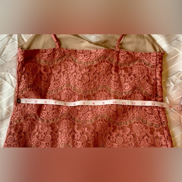 ❤️ Peachy pink coral lace adjustable strap camisole sexy tank blouse valentines - Picture 3 of 7